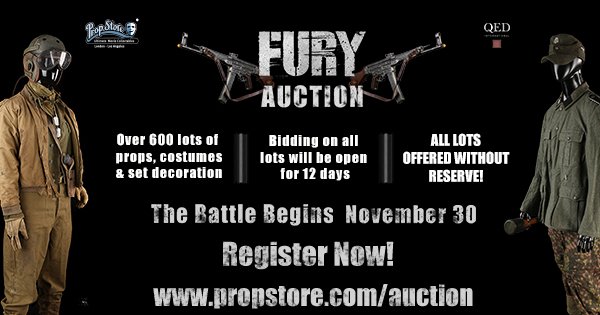 The exclusive <a href="/FuryMovie/">Fury Movie</a> Prop and Costume Auction launches Monday! Register at propstore.com/auction