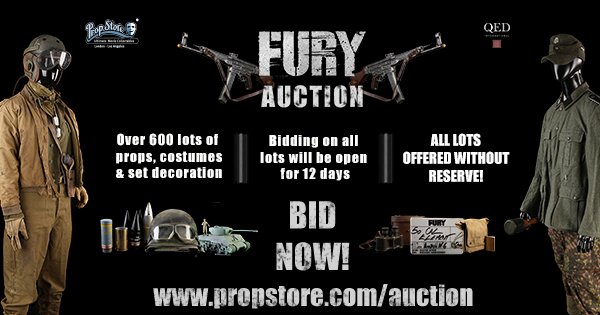 The <a href="/FuryMovie/">Fury Movie</a> Prop &amp; Costume Auction ends 12/11! Last chance to bid on items from the film: propstore.com/auction