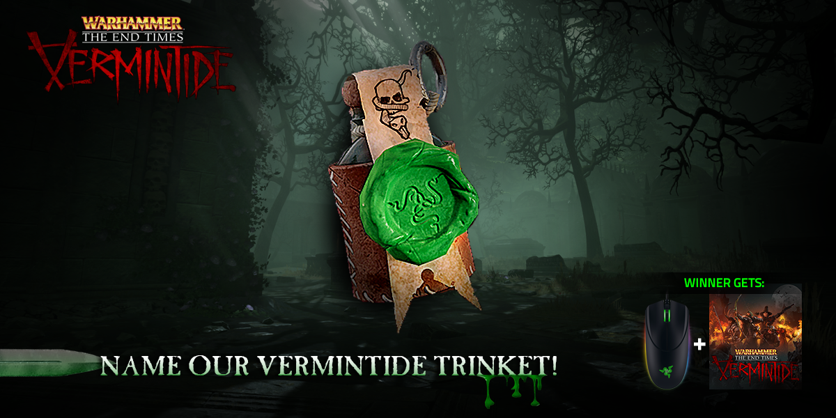 Razer's tweet image. Name our @VermintideGame trinket rzr.to/whvtrink 

If picked, you'll win a Steam copy &amp;amp; Razer Diamondback!