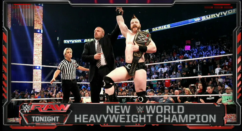 WWE's tweet photo. TONIGHT: New @WWE World Hvt. Champ @WWESheamus celebrates his #SurvivorSeries victory LIVE on #RAW on @USA_Network! https://t.co/H8zmRjcFx2
