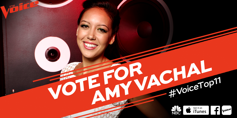 NBCTheVoice's tweet photo. RT if you’re voting to add @amyvachal’s name to your list of #VoiceTop10 artists! https://t.co/ieP9s3Qa5u