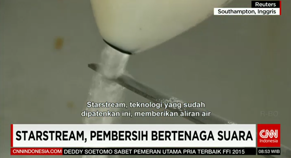 CNNIDWorldNow's tweet photo. Starstream, pembersih bertenaga surya, yang memberikan aliran air bersamaan "ultrasound". https://t.co/T5HJwgMC4F