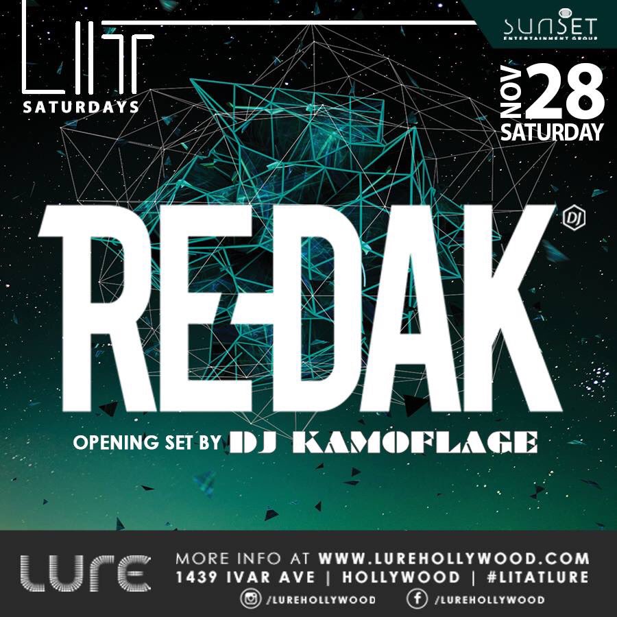 Back at @lurehollywood This Saturday Nov 28 for #LITsaturdays with DJ KAMOFLAGE!!!