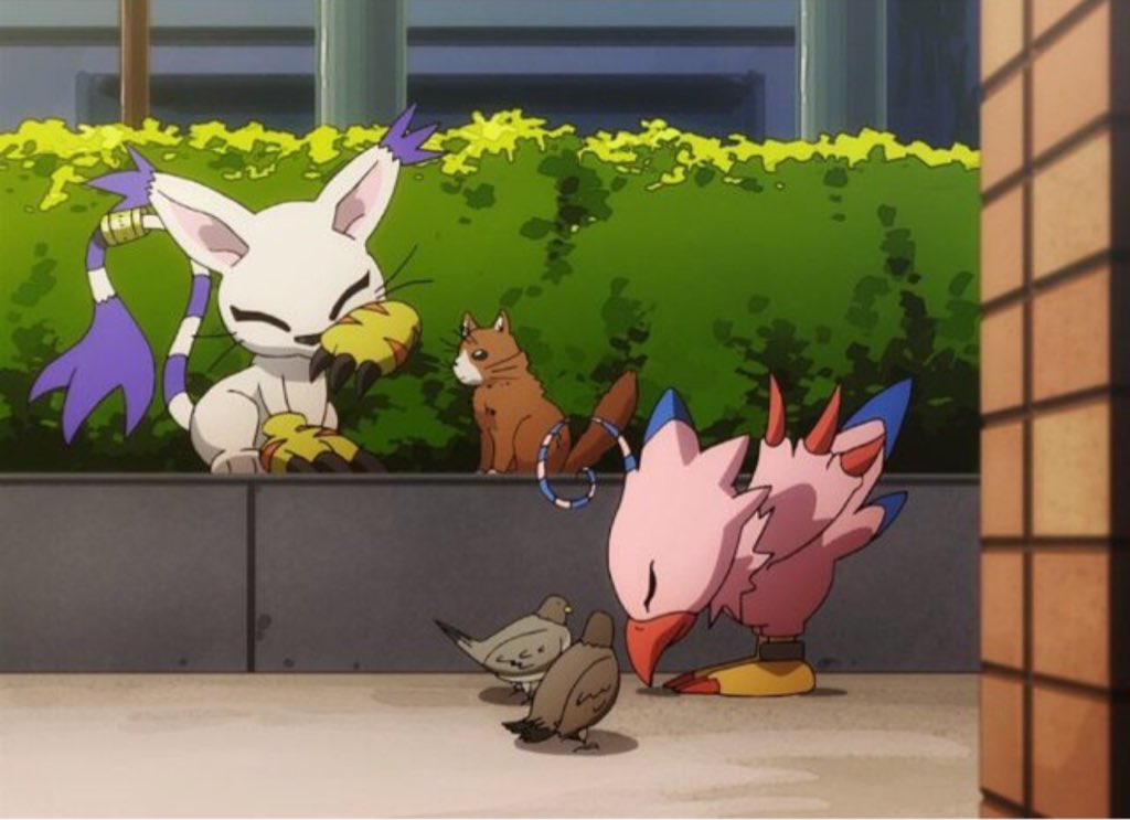 DigimonTri's tweet photo. They were trying to act natural 😂 #Digimon #DigimonAdventureTri https://t.co/qUMx4TFFy0