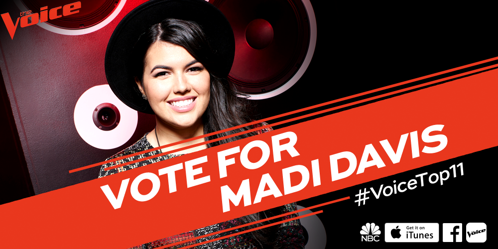 NBCTheVoice's tweet photo. When you’re done crying, RETWEET if you want to see @MadiAnneDavis represent #TeamPharrell in the #VoiceTop10! https://t.co/wvPz3kyGug
