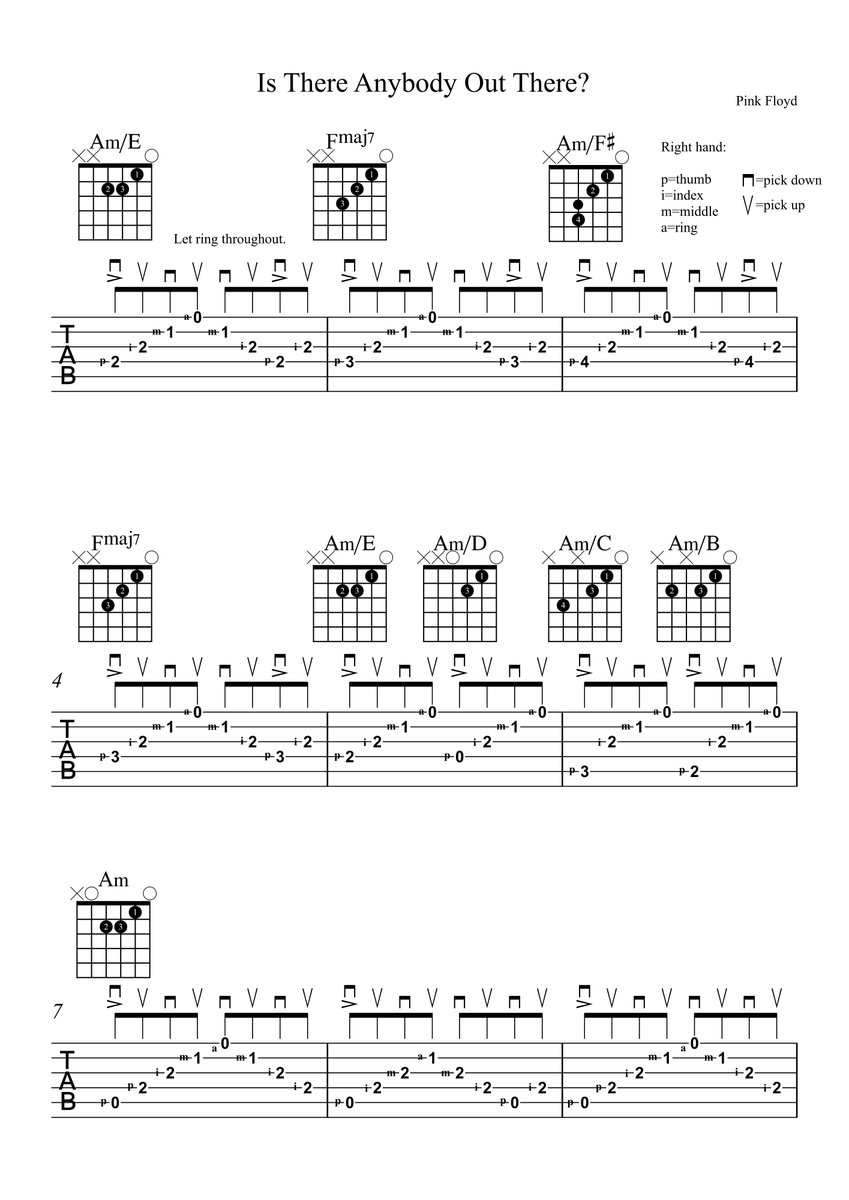 HGuitarLessons's tweet image. #Guitar chart for "Is There Anybody Out There?" by #PinkFloyd #GuitarLessonsHobart  #Hobart #Tasmania #GuitarLessons