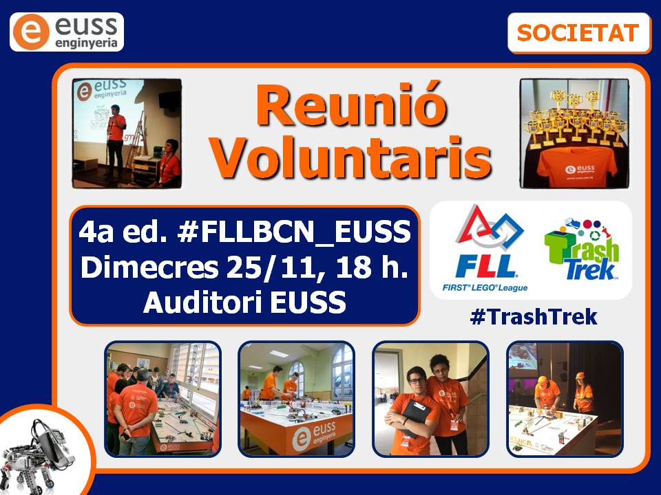 EUSSenginyeria's tweet photo. Bon dia @enginyersbcn si sou fans #LEGO i #RoboticaEducativa demà teniu una cita a #TrobadaVoluntaris #FLLBCN_EUSS https://t.co/X9AsXqHEBZ