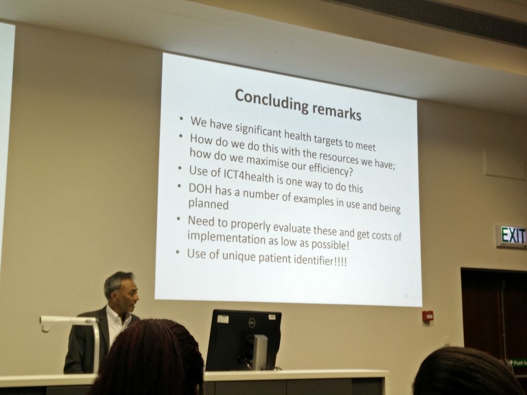 carlsbox's tweet photo. Dr Yogan Pillay summing up the way forward at #ICT4Health2015 @jembi_hs https://t.co/11iYstdFV1