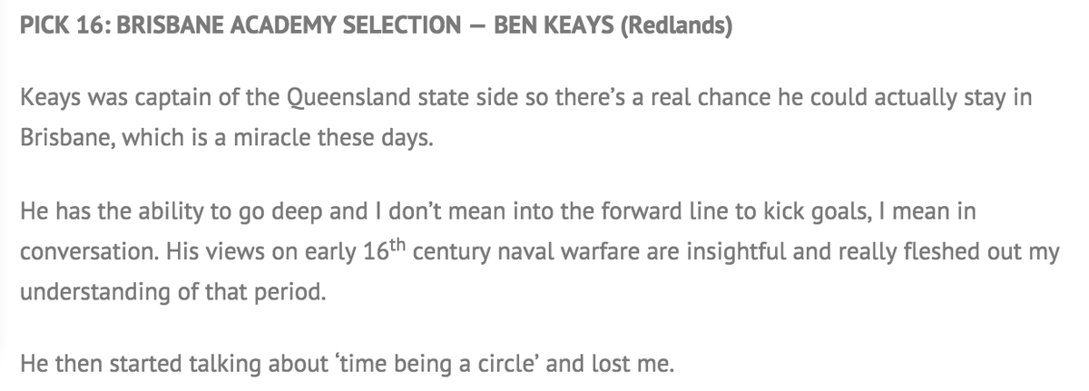 LionsAcademy's tweet photo. Great insight on potential draftee @benkeays by the great @TitusOReily #indepthresearch #personbehindtheplayer https://t.co/pBCcFH9772