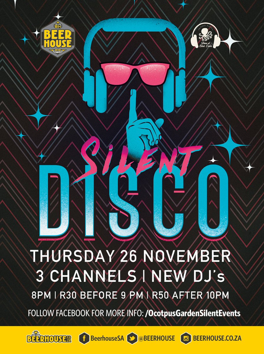 BEERHOUSE's tweet image. Join us &amp;amp; @OctopusGardenCT Silent Events for #SilentDisco on Thursday.
Banging tunes, disco hits and old-school.