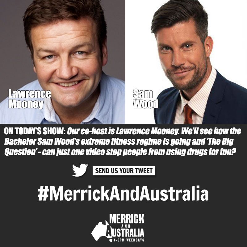 MerrickvilleFM's tweet photo. Coming up today... @lawrencemooney and his new personal trainer The Bachelor @samjameswood #MerrickAndAus https://t.co/lMyU1wHBqT