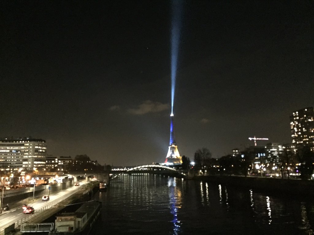 meadeuph's tweet photo. A wonderfully defiant Eiffel Tower last night! https://t.co/JBS0Ajbws1