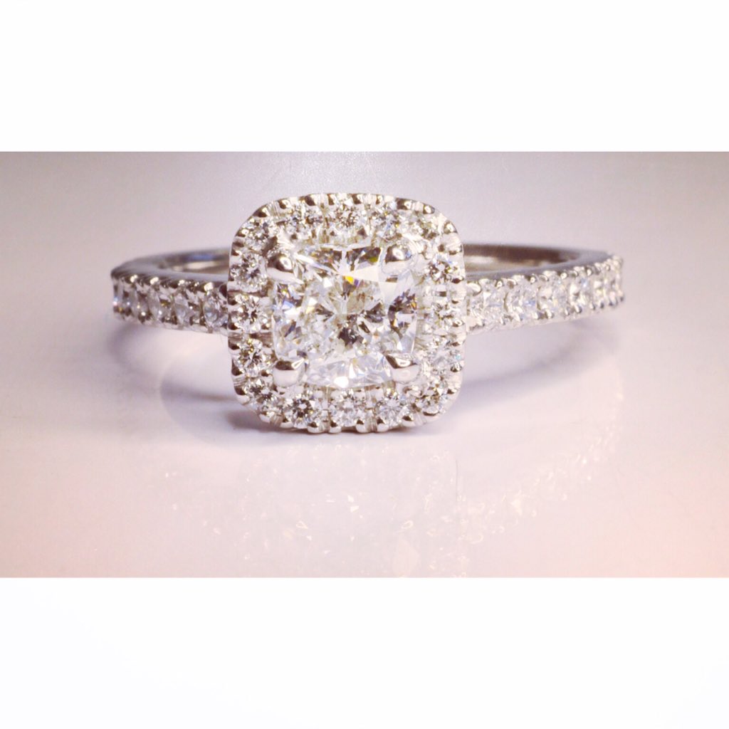 raffinijeweller's tweet photo. Custom made #cushioncutdiamond white gold engagement ring @raffinijewellers #whitegold #love #diamond #beadsetting https://t.co/y15SutVGUy