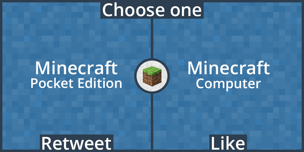 mineshow_'s tweet photo. What do you prefer #minecraftpe or #minecraft computer version? https://t.co/s5jS2GYO5d