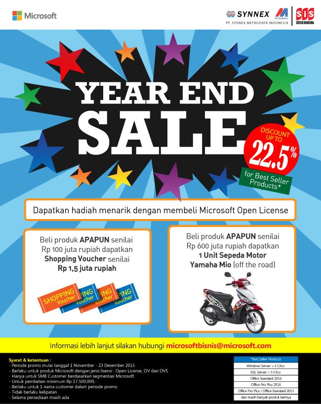 SistechKharisma's tweet photo. Beli lisensi Microsoft apapun bisa dapat Yamaha Mio + diskon hingga 22.5%. Berakhir Desember 2015 #SiSPromo https://t.co/vRhVrZRcvm