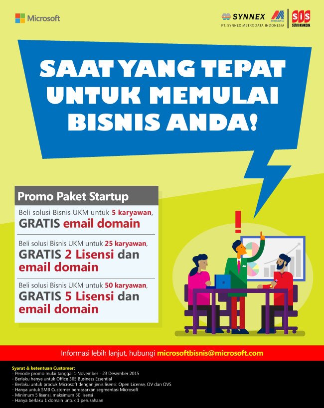 SistechKharisma's tweet photo. Mau pake teknologi terbaru u/ usaha barumu? Ini saat yg tepat! Beli #Office365, gratis email domain sesuai keinginan https://t.co/vWD0HWLuA4