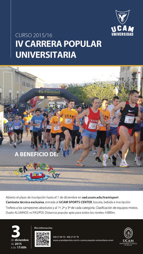 3 diciembre | Carrera Popular Universitaria. 

Inscripción: sad.ucam.edu/tramisport/com…

#running #Murcia #Runners