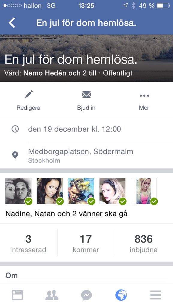 Var med och hjälp en JUL FÖR DOM HEMLÖSA! Får jag någonsin be er om en retweet så är det nu! facebook.com/events/6233457…