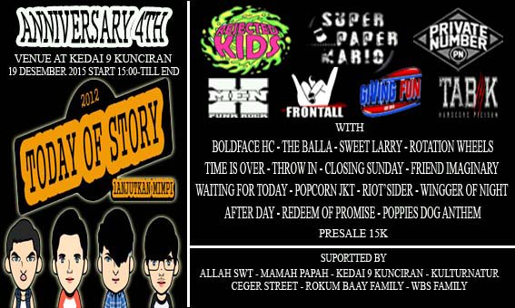 fix !!! anniversary @todayofstory 4th 19 desember 2015 at kedai 9 kunciran