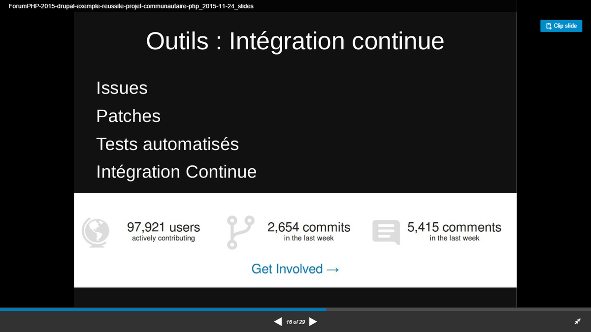 JBingold's tweet image. "Outil : site Drupal.org #intégrationcontinue #méthodes ?" #livetweet #forumphp " @chipway  #drupalfr