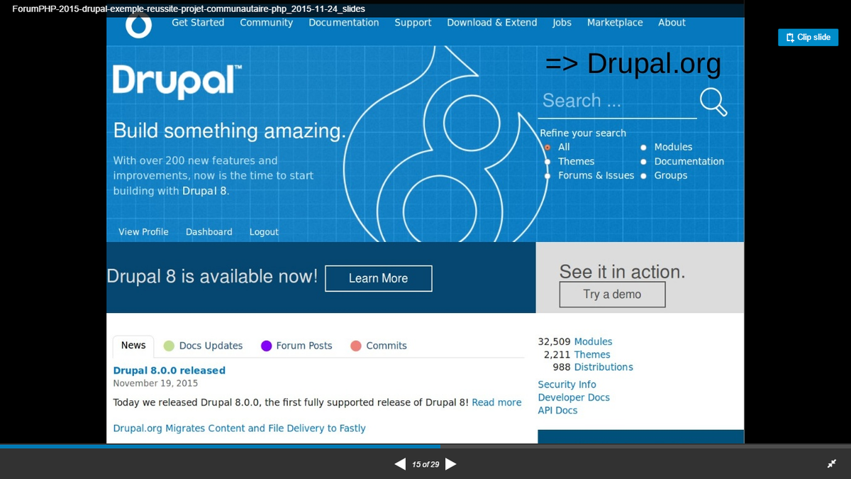 JBingold's tweet image. "Outil : site Drupal.org #intégrationcontinue #méthodes ?" #livetweet #forumphp " @chipway  #drupalfr