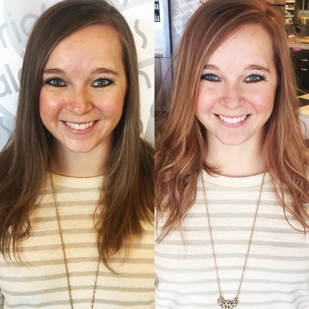 SheaTaryn's tweet photo. Transformation Monday?! This rich strawberry blonde is perfect on her! #tarynattrios #triossalon #omahahair https://t.co/NVialWeQSD