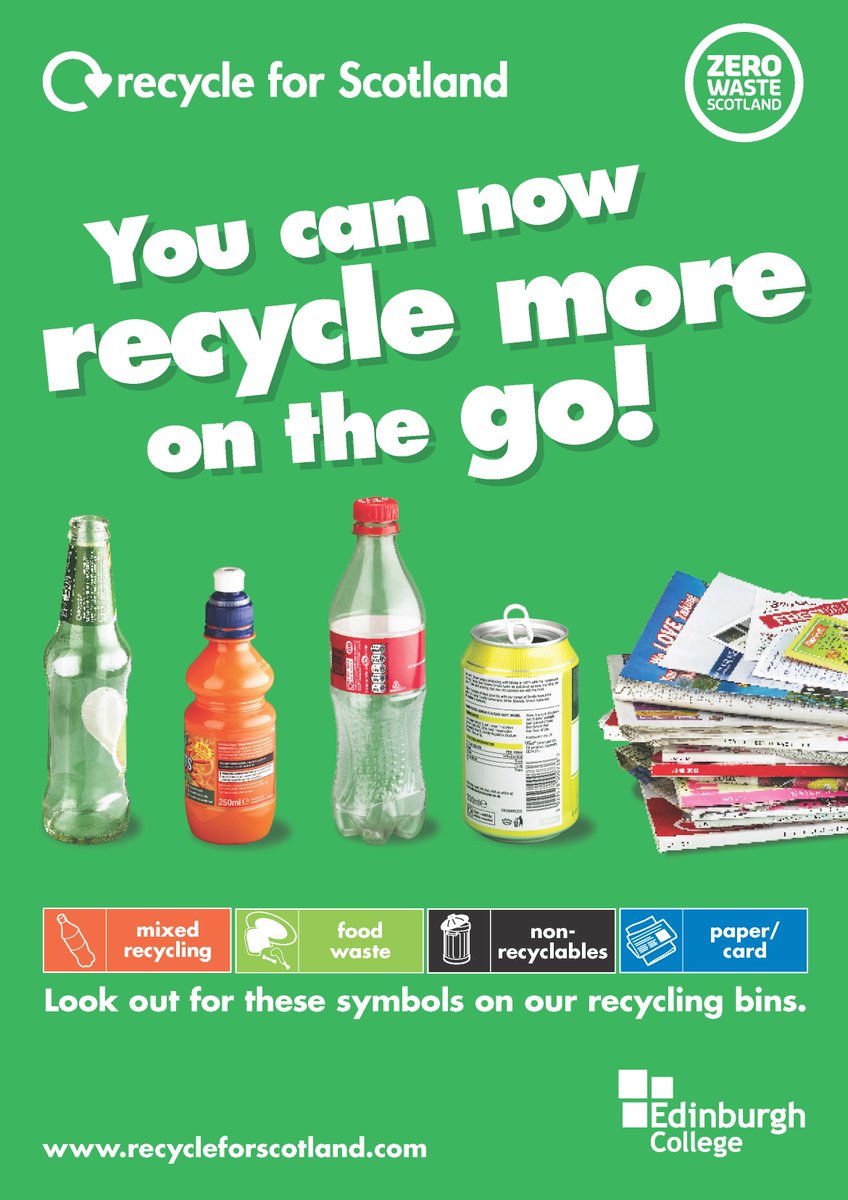edinburghcoll's tweet photo. The Scotland average for recycling is 50%. Help us reach this target in the college. #recycleforscotland #EWWR https://t.co/f1eOdhPR3f