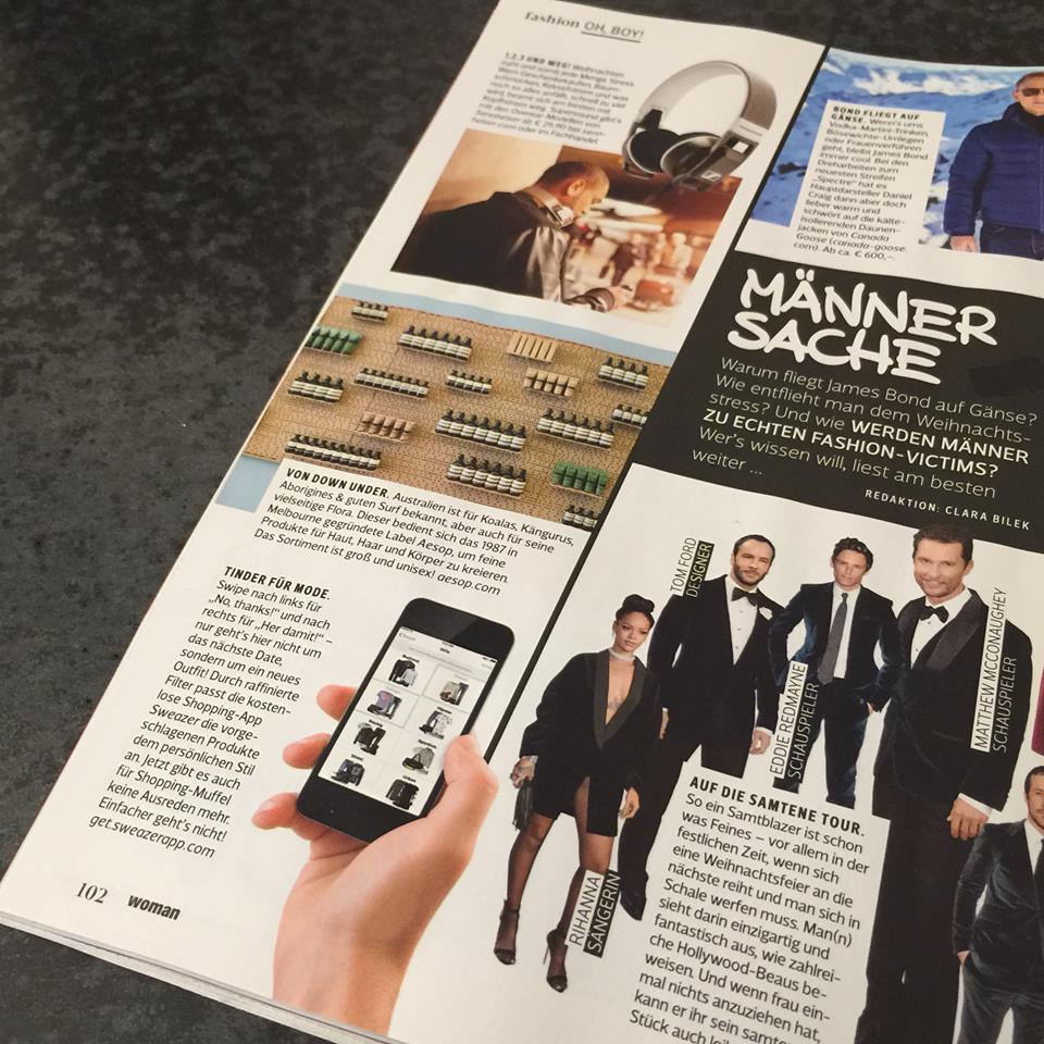 SweazerApp's tweet photo. Sweazer ist die beste Shopping-App nicht nur für Frauen, sondern auch für echte Männer! Danke @WOMAN! https://t.co/eFp0xQvAHV
