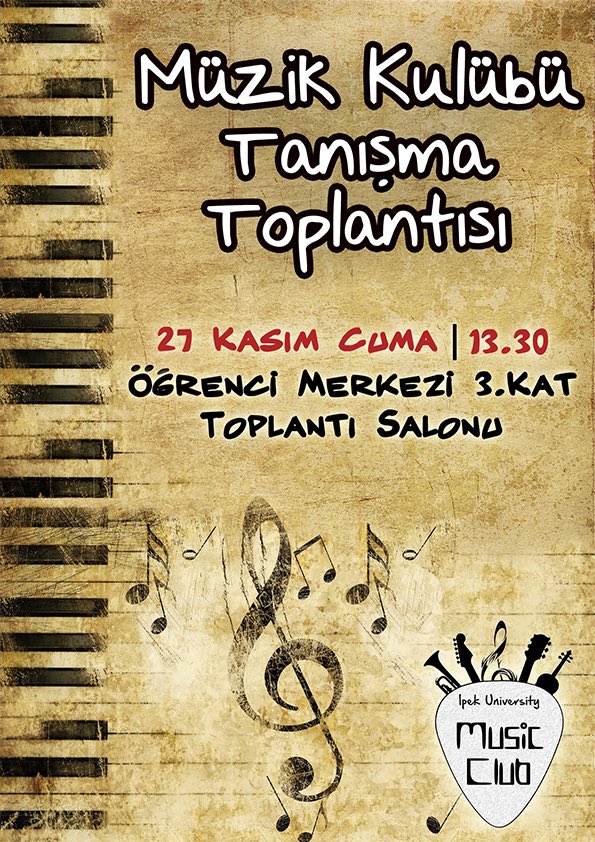 IpekMusicClub's tweet photo. 27 Kasım Cuma 13.30'da Öğrenci Merkezi toplantı salonunda tanışma toplantısı düzenliyoruz.Tüm üyelerimizi bekliyoruz https://t.co/8TZHovT2dw