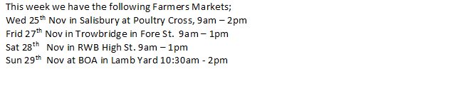 WiltsFarmersMkt's tweet photo. WFMA Mkts week commencing 23 Nov please RT :-)
@WiltsTG @rwbfm @PihaShopBOA @around_sp1 @TrowChamber @BBCWiltshire https://t.co/cLDGayM3TC