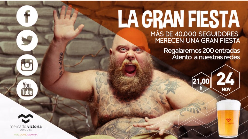 MercVictoria's tweet photo. Te vienes a #LaGranFiesta? Dinos por qué tú y haz RT para participar. Sorteo hasta las 14:00h #CordobaEsp https://t.co/1dMcyn3OKq
