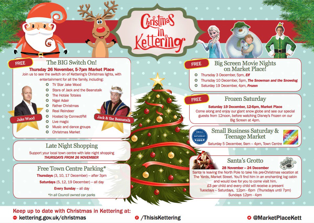 Newlands_Centre's tweet photo. Christmas comes to #Kettering starting this Thursday 26 Nov, 5pm-7pm in Market Place https://t.co/U2vmcy5N16