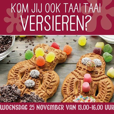 Morgen 25 november mogen de kinderen #GRATIS een TaaiTaai pop komen versieren. Loop binnen tussen 13.00-16.00 uur.
