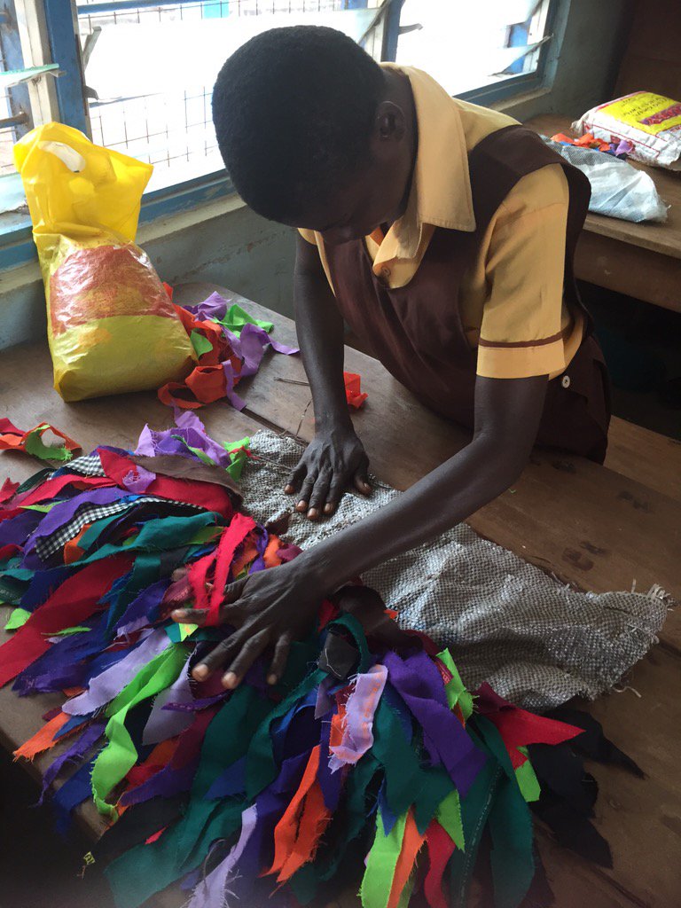 Rag rug making in vocational training classes at Yumba <a href="/YumbaSchool/">YUMBA School</a> <a href="/IntService/">InternationalService</a> <a href="/ICS_UK/">ICS</a>