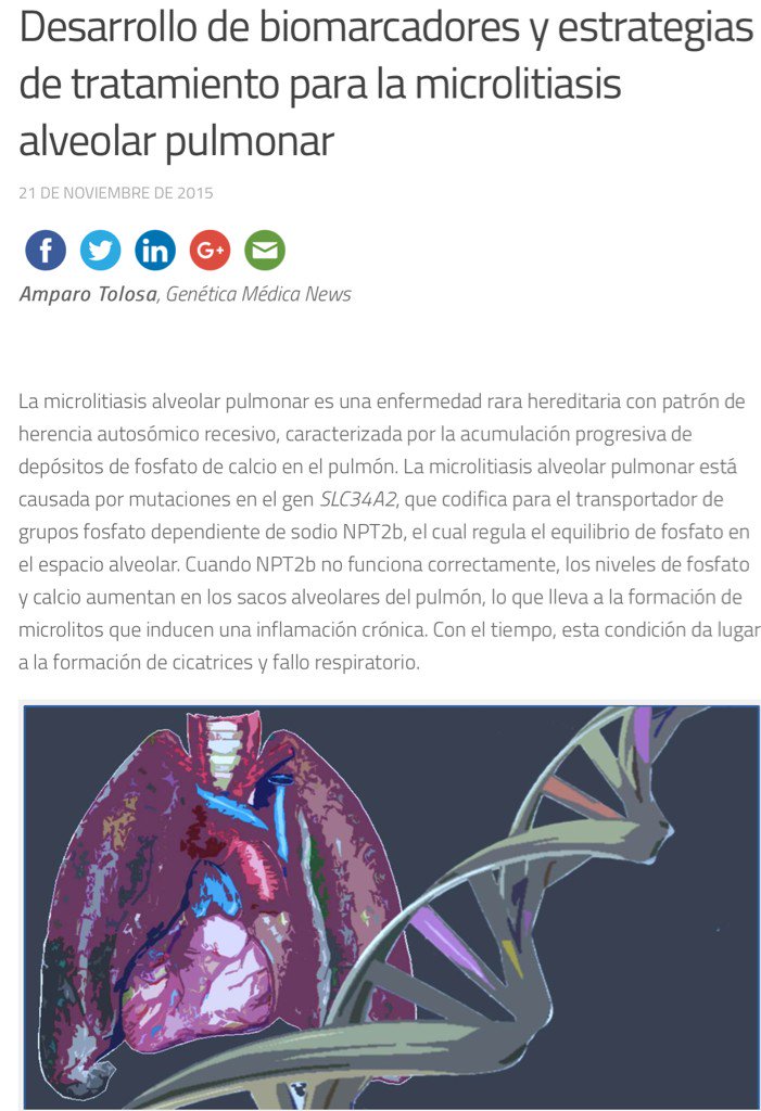 NoInvisibles's tweet photo. Desarrollo d biomarcadores y ttos.
para #microlitiasis alveolar pulmonar
https://t.co/sVaWXrUFve
Gracias @mgenomica https://t.co/ls7eYsq3vw