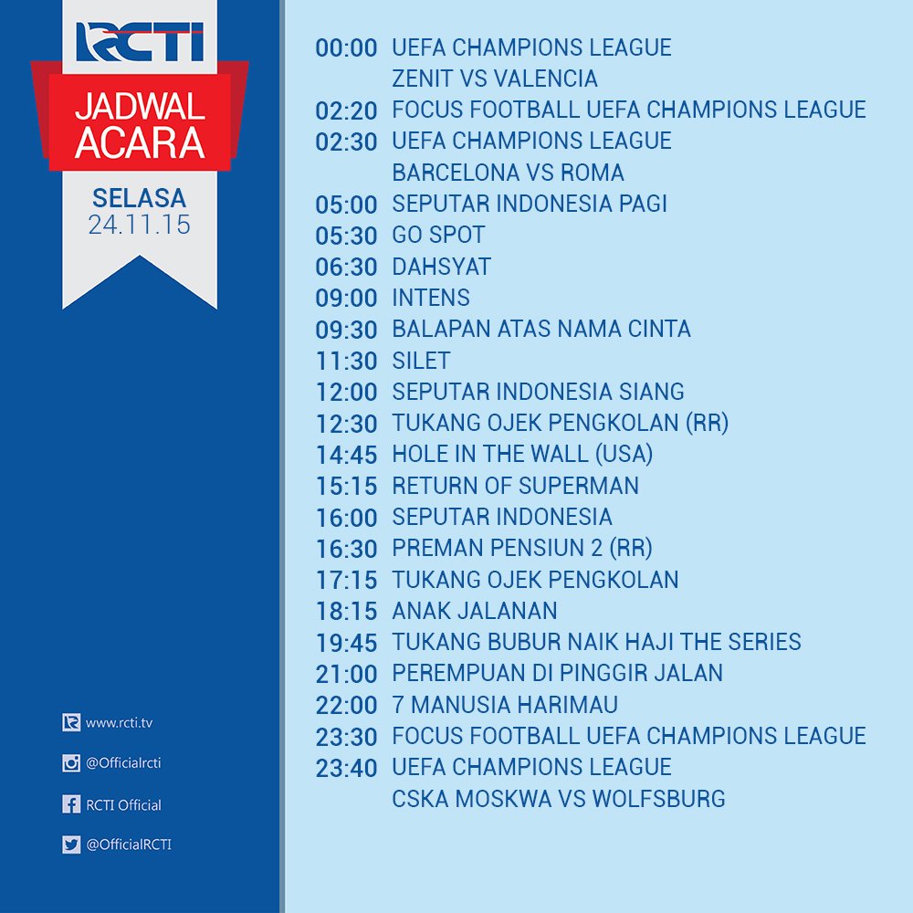 OfficialRCTI's tweet photo. ini dia jadwal tayagn program hari ini, kalau lupa di intip aja ya Sob :) https://t.co/Xhzfkl98cP