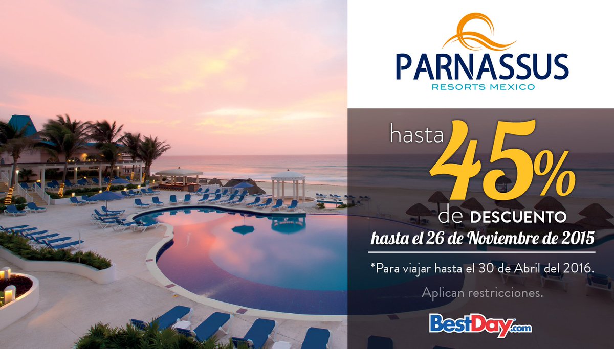 Best Day ® (@bestday_travel) on Twitter photo Consiente a tu familia en el hotel <a href="/GreatParnassus/">GreatParnassusCancun</a> con hasta 45% de descuento. Reserva aquí: goo.gl/oOloUC Consiente a tu familia en el hotel <a href="/GreatParnassus/">GreatParnassusCancun</a> con hasta 45% de descuento. Reserva aquí: goo.gl/oOloUC