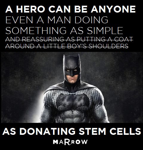 SGULMarrow's tweet photo. Every day, ordinary people become heroes by donating stem cells to save a
life. Would you? #HeroWeek #everydayheroes https://t.co/NMVYGqNkSS