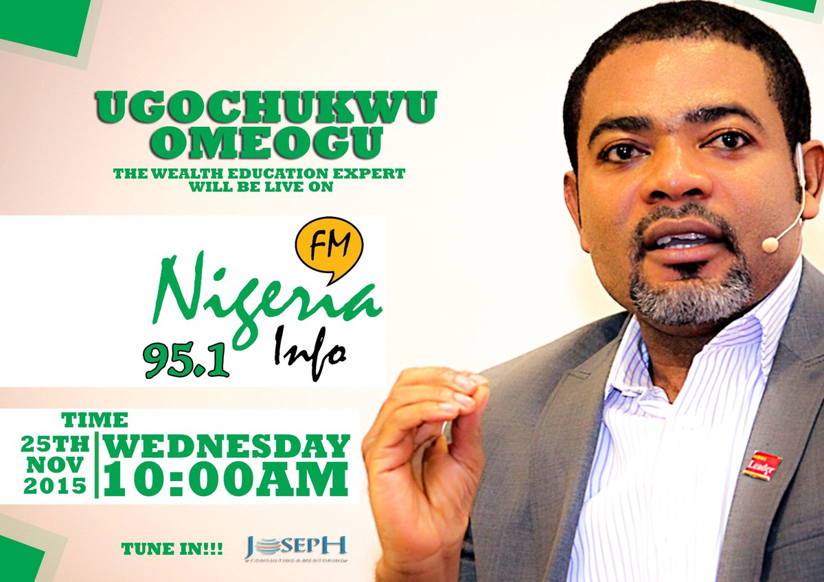 Sabificate's tweet photo. Catch him live on Nigeria info 95.1

Ugochukwu Omeogu
THE WEALTH EDUCATION EXPERT

tomorrow 10:00AM
@Omojuwa https://t.co/tnNw33kJxd