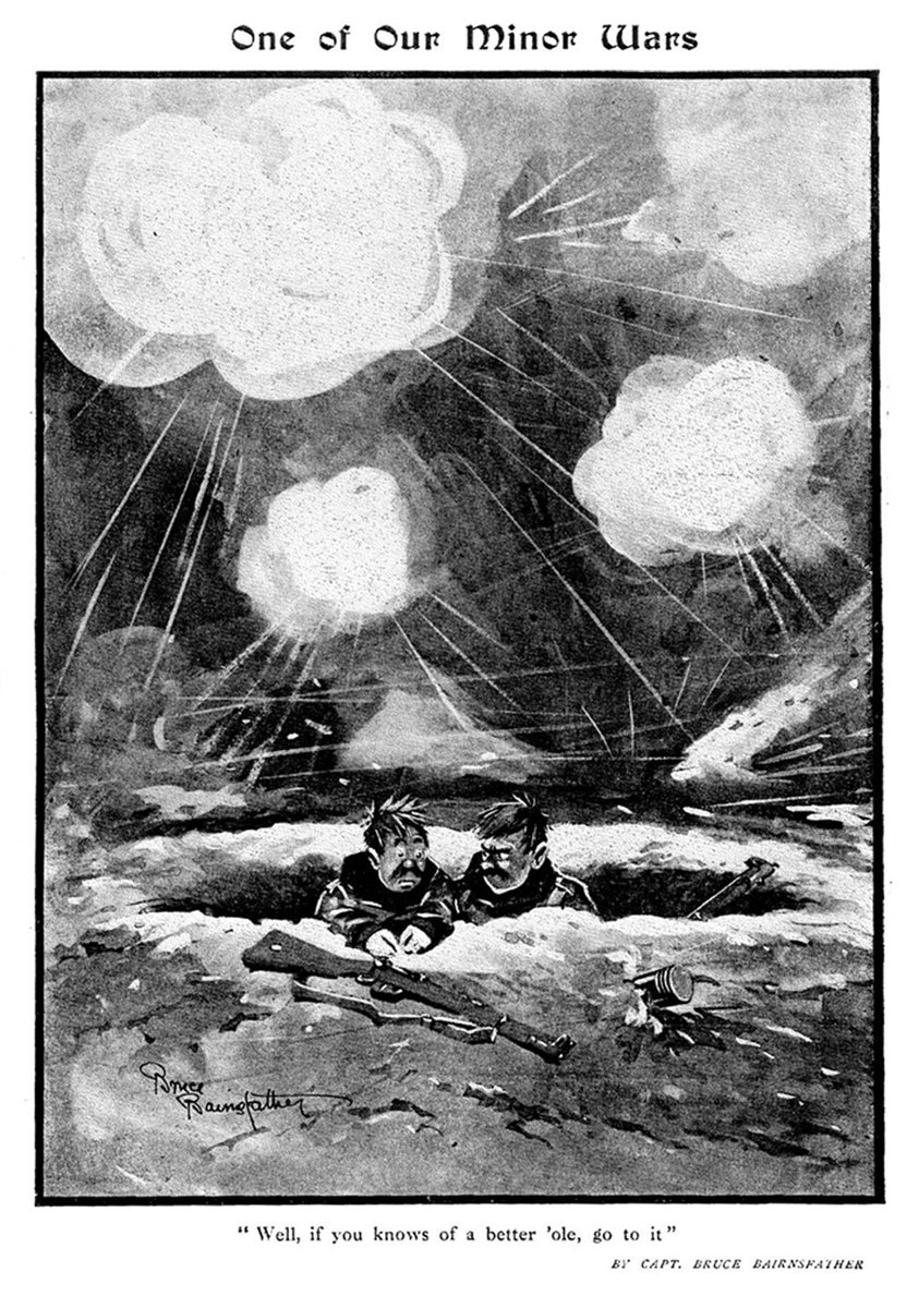 BBairnsfather's tweet photo. 100 years ago today Bruce Bairnsfather's iconic #WW1 "better 'ole" cartoon was first published in The Bystander. https://t.co/ocatMVMBWv
