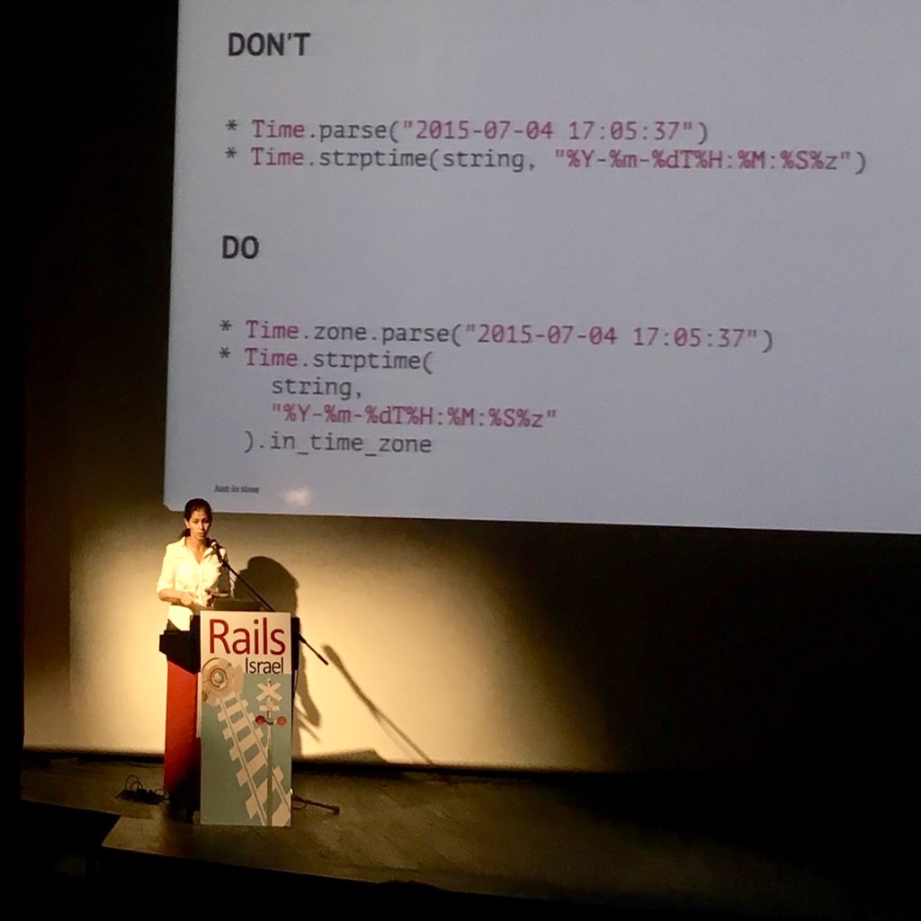 sferik's tweet photo. Great talk by @aemeredith at #RailsIsrael on how to work with Time in Ruby! https://t.co/eDAHmvs1Ho