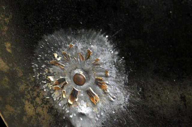 VelaLabs's tweet photo. See what happens to a 9mm hollow point round microseconds after it hits a steel target. https://t.co/ALOa97uoGT https://t.co/zqcw5zt78n