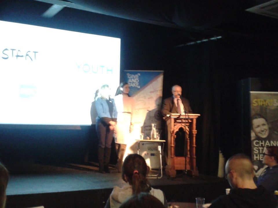Barso360's tweet photo. Paddy Mooney addressing the audience #BelfastTrust #EmployabilityEvent in the Black Box @IncludeYouth @Start360org https://t.co/yReglvcagC