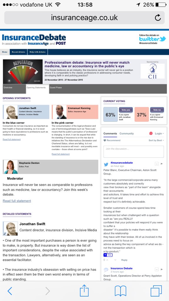 InsuranceAge's tweet image. @brokingbod still trails @InsuranceSwifty in the #insurancedebate bit.ly/1N8DKNS