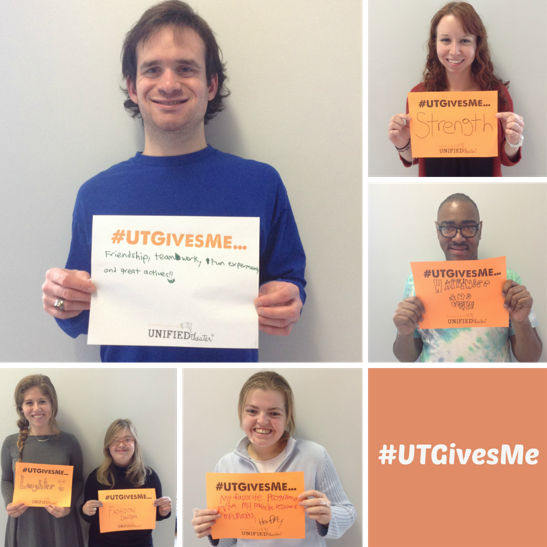 UnifiedTheater's tweet photo. Share, Post or Tweet your own #UTGivesMe selfie tomorrow for #GivingTuesday! Visit https://t.co/XXQyBIKNFK today https://t.co/qNEKeOCtoD