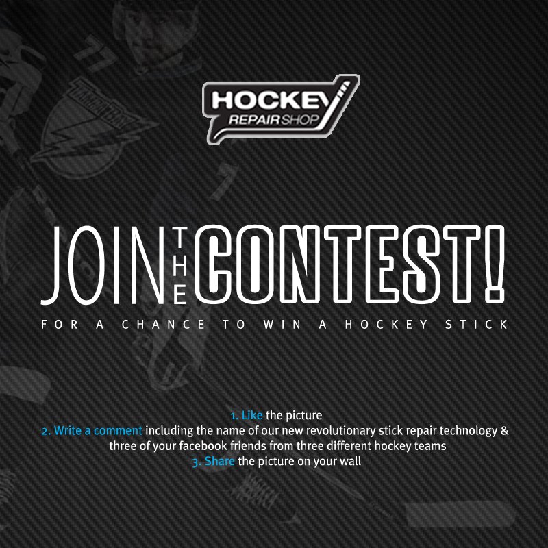 HockeyRepairShp's tweet photo. JOIN THE CONTEST for a chance to win a hockey stick! Visit our Facebook site: www.facebook/HockeyRepairShop https://t.co/dt5ckyzWI4