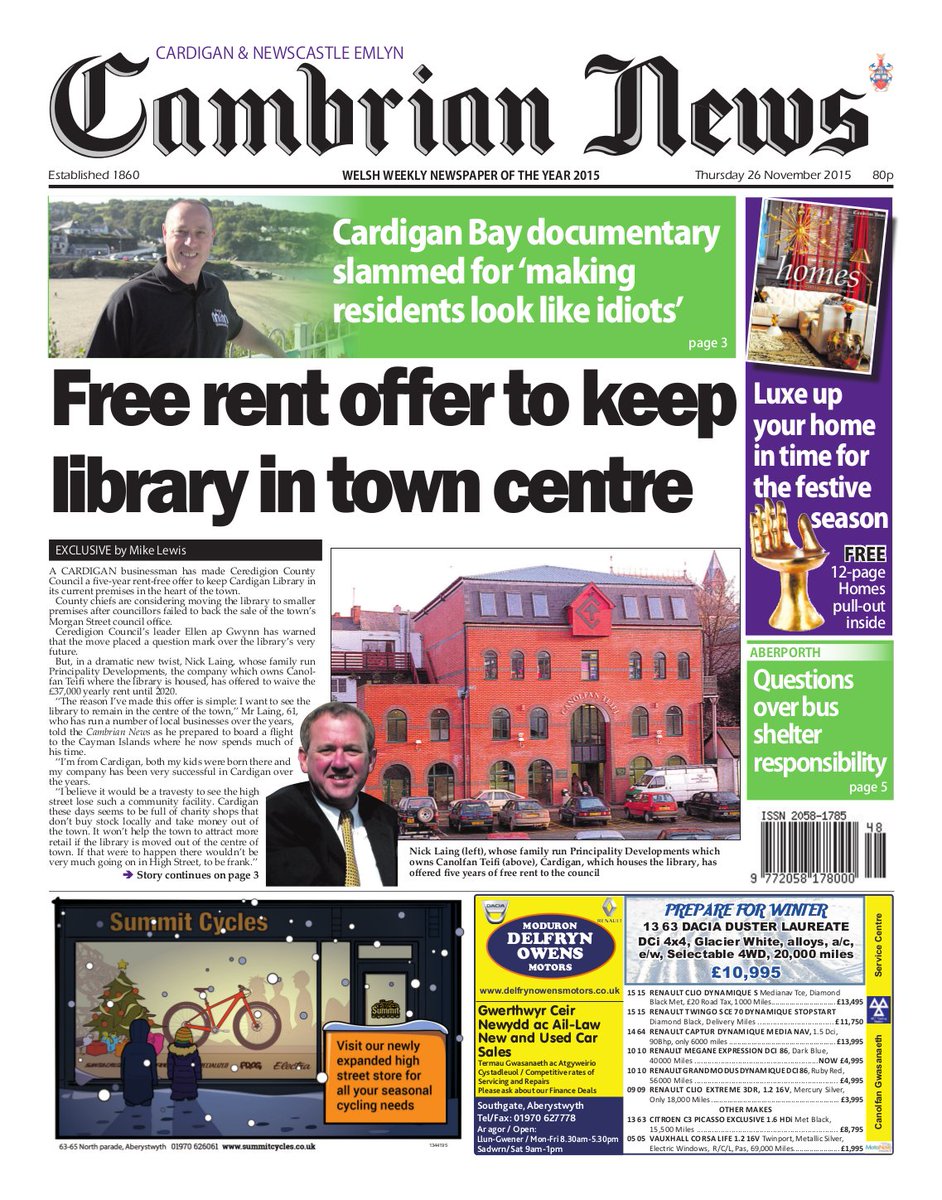 CambrianNews's tweet photo. Cardigan &amp; Newcastle Emlyn - Free rent offer to keep library in town centre. https://t.co/bYr9XMy7Ev