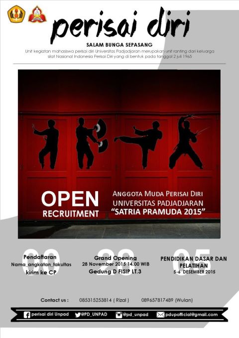 OPEN RECRUITMENT,Keluarga Silat Nasional Indonesia PERISAI DIRI UNPAD
"Pandai Silat Tanpa Cidera"
Lets join with us!