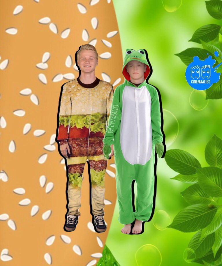 Cinemaatjes's tweet photo. We hebben de perfecte onesies gevonden voor @kalvijn en @DirectPete 🍔❤️🐸 https://t.co/ft248KXb1Z