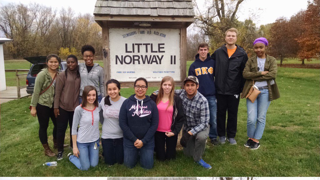 SU Circle K students led by Heather Porter worked with Parks &amp; Rec Board to paint &amp; stack firewood. Ready for winter